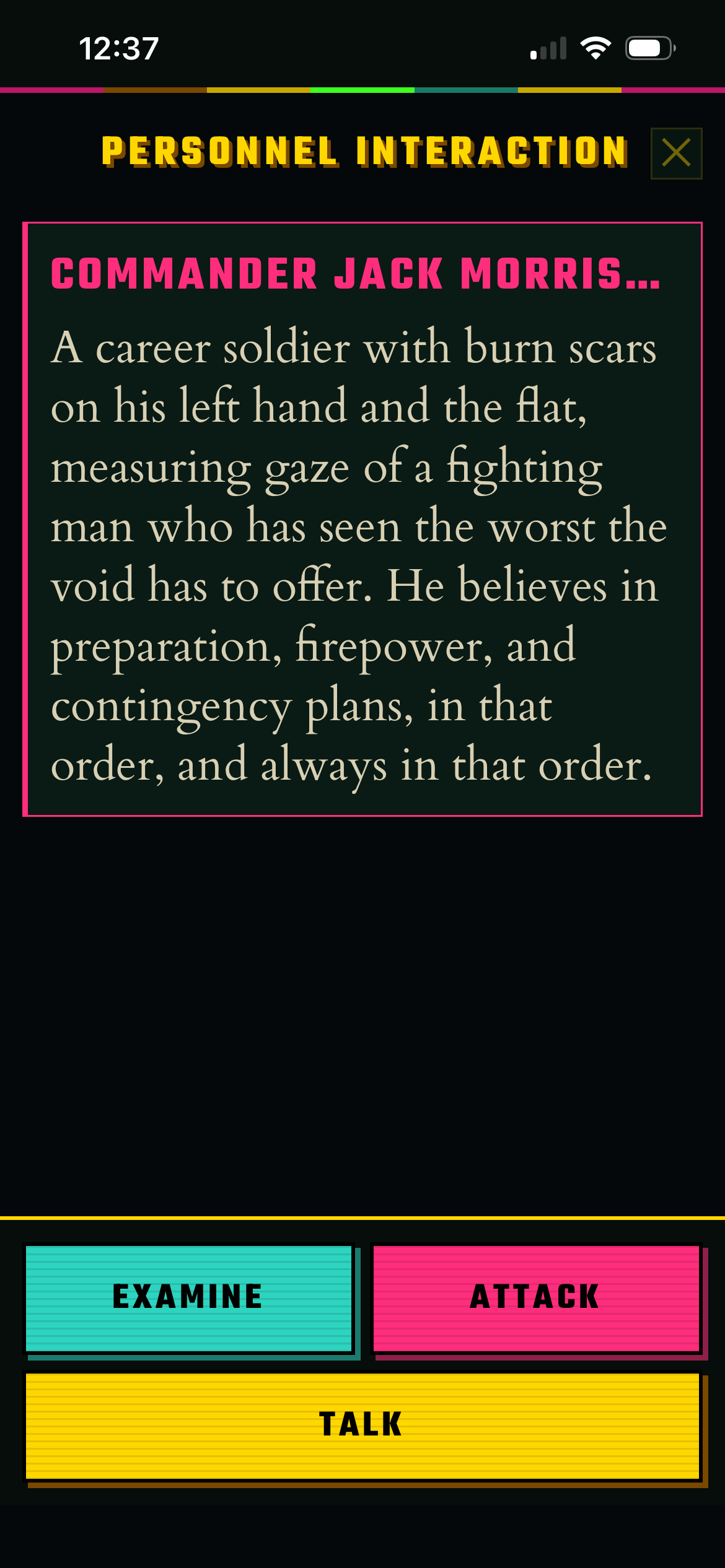 Character Interaction Modal Character Interaction Modal