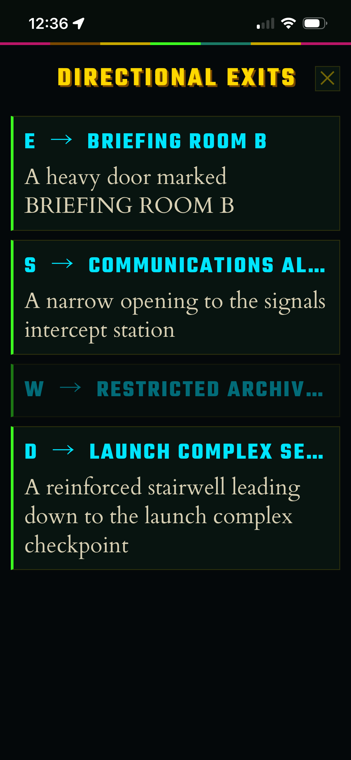 Exits Modal Exits modal